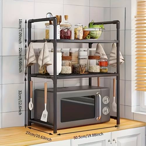 standing shelf heavy duty adjustable telescopic microwave oven rack 2 models space saving over the microwave shelf with upper and lower shelves sturdy carbon plastic material standing shelf