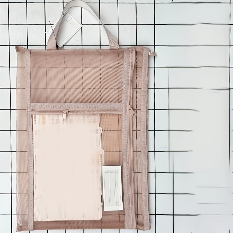 Image of A Portable Stationery Pouch/document Bag With 3 Compartments And 3 Zippers, A Large-capacity Mesh Zipper Pouch For School Supplies, An Essential Back-to-school Subject Organizer