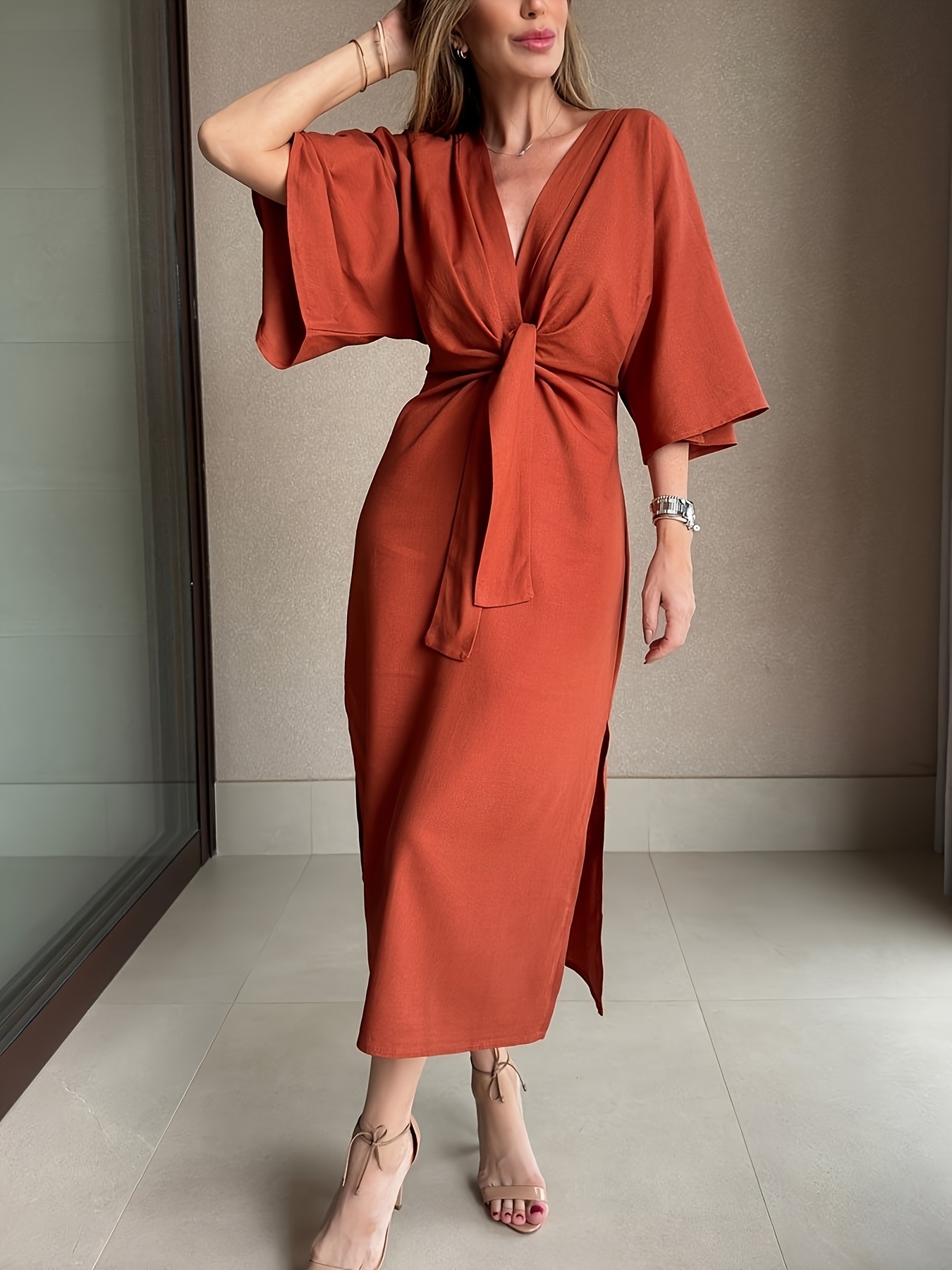 spring-summer 2025 casual cotton linen dress Temu Spain