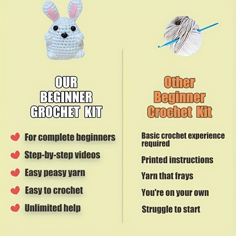 Beginner Crochet Kit Amigurumi Bunny Complete Diy Craft Set Temu