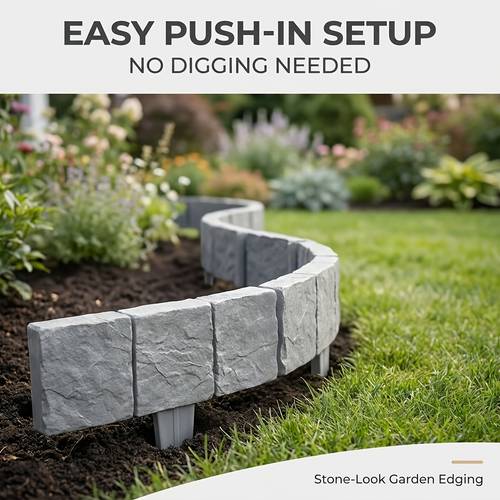stone look garden border no dig landscape panels for flower beds lawn borders yard flexible outdoor decorative fence