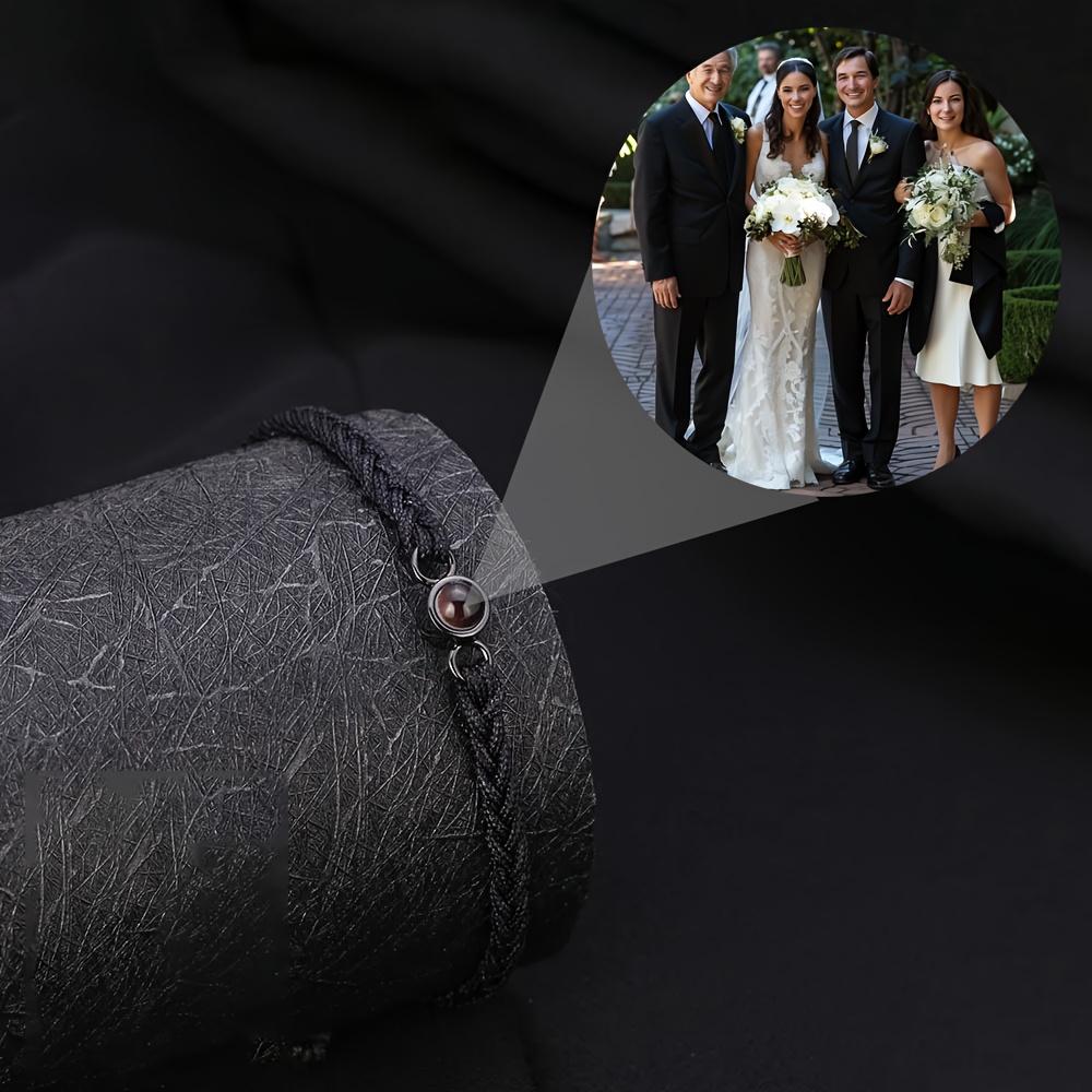 E-shop [Personalisiert] Farbige Bildprojektion, handgefertigte, reine Kupfer-Hängeperlen, handgewebtes Vierfach-Seil, ewige Fotos, geeignet zum