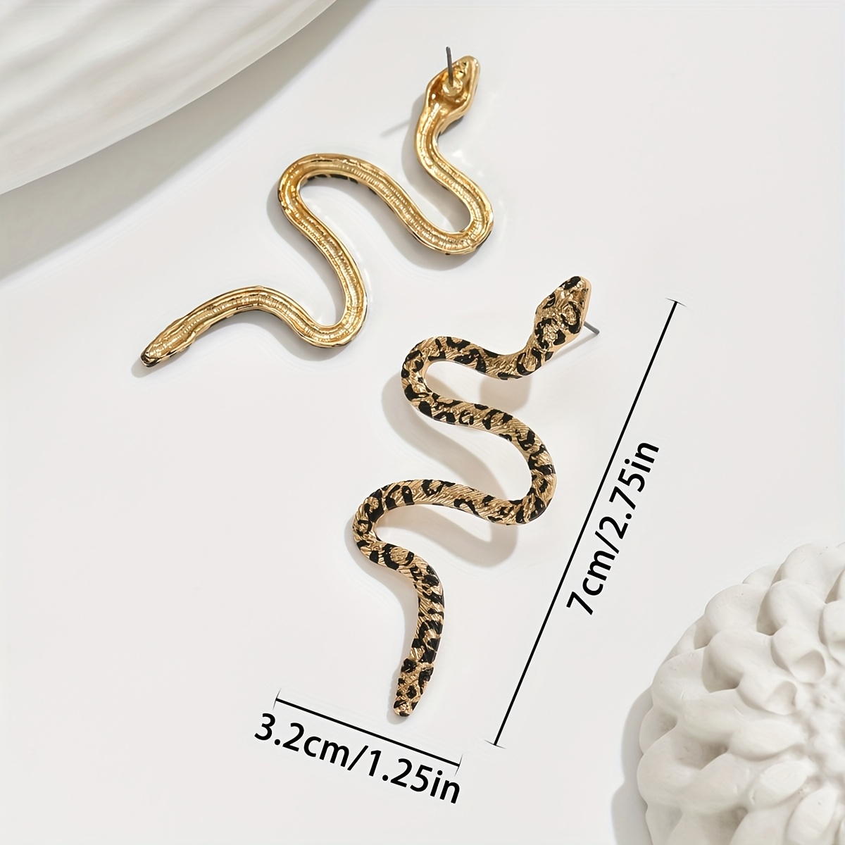2pcs Gothic Leopard Print Snake Dangle Earrings, Versatile