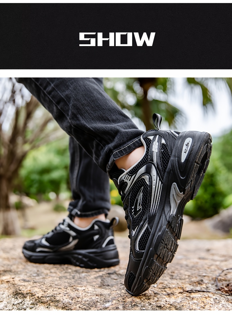 Men's Stylish Sports Shoes In Black With Silvery, Breathable Mesh, And Large Sizes 40-46, Perfect For Casual Wear.