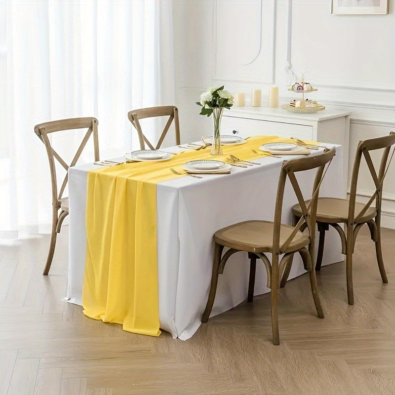 

Chemin de Table Élégant en Mousseline Jaune 11.8x118" - pour les , les Fiançailles, les Anniversaires & les Douches Nuptiales, Décor Idéal pour Noël & la Saint-Valentin, Polyvalent pour & l'Extérieur