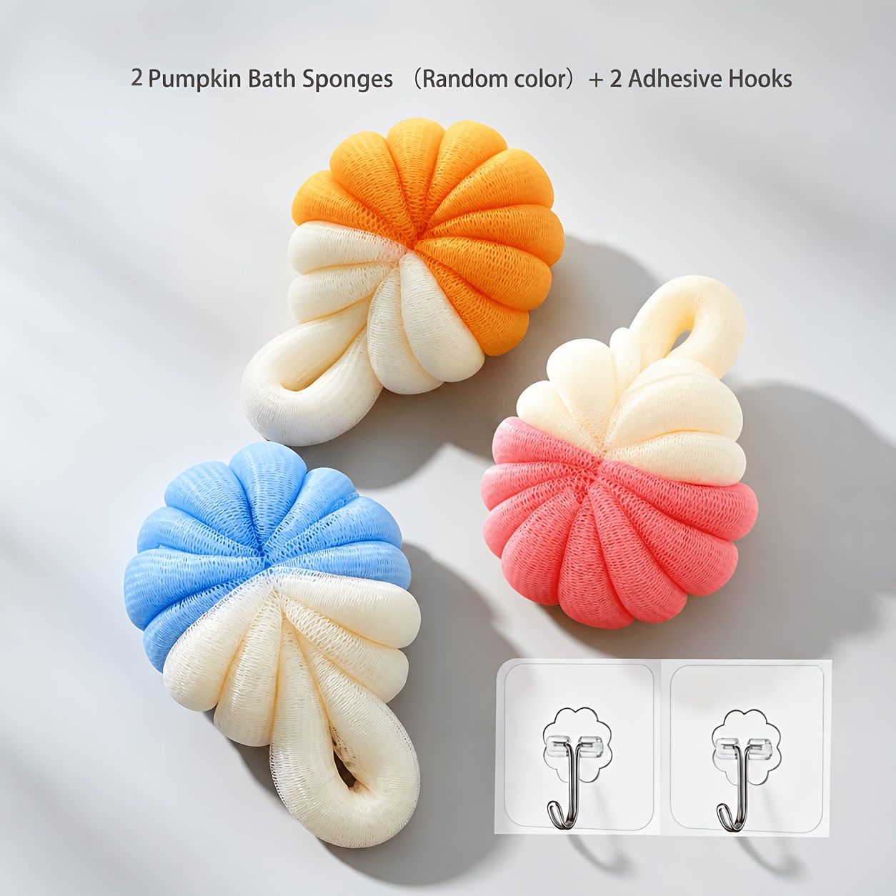 4pcs Bath Ball Set with Hooks, Pumpkin-Shaped Design