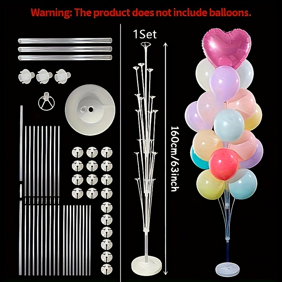 TEMU Balloon Column Stand Kit 13/19 Pieces - Plastic Balloon Tower Decoration Set With Base, Poles For Birthday, Wedding, Christmas, Easter Events - No Electricity Needed