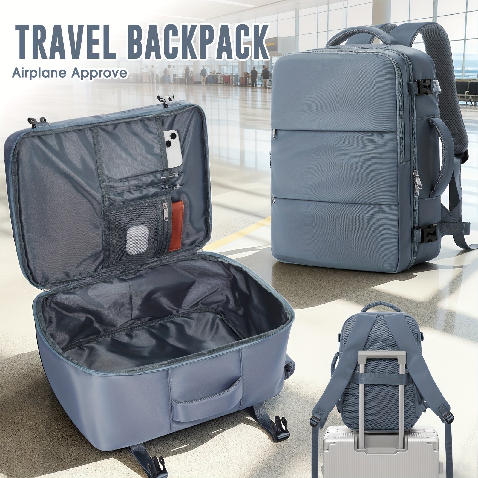 TEMU 40x30x20cm Travel Backpack For Ryanair Size, Large Capacity Cabin Backpack/boarding Backpack/airline Backpack, Durable Travel Backpack For