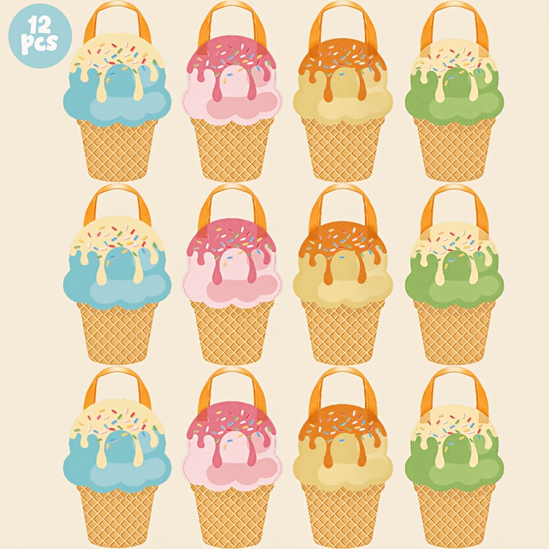 TEMU Gift For Her/him 12pcs Pack Of 12pcs Cone-shaped Non-woven Tote Bags Suitable For Birthdays, Weddings, Pool Parties, Picnics - Cute Cone Party