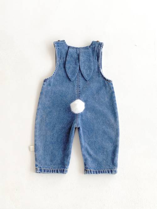 autumn and winter baby boys and girls denim overalls with rabbit ears cute long pants jumpsuit for outdoor