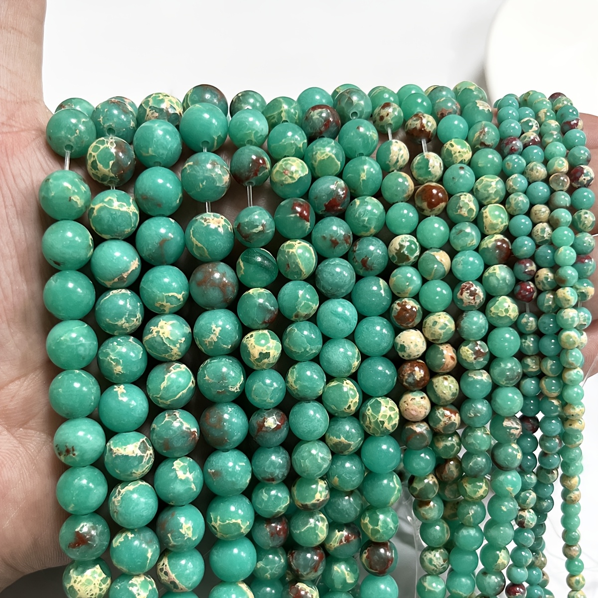 TEMU Les perles en de Shoushan verte, naturelles, lisses et rondes, pour la fabrication de bijoux, bracelets, boucles d'oreilles, et ajouts. C'est un