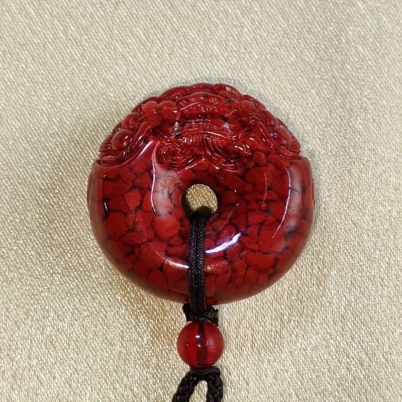 Exquisite Natural Cinnabar Stone Pendant Necklace
