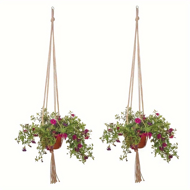 

Bohemian Chic Macrame Plant Hanger - Durable Rope Basket For Balcony & Garden Decor, Multi-functional Indoor/outdoor Flower Pot Stand Hanging Flower Basket Artificial Hanging Flower Baskets