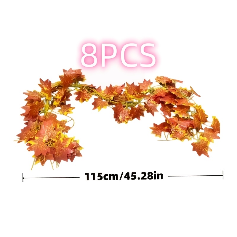TEMU 8pcs, Artificial Red Orange Yellow Gradient, Vine Autumn Hanging Vine, Thanksgiving Halloween Home Fireplace Shelf Wall Decor, Porch, Staircase,