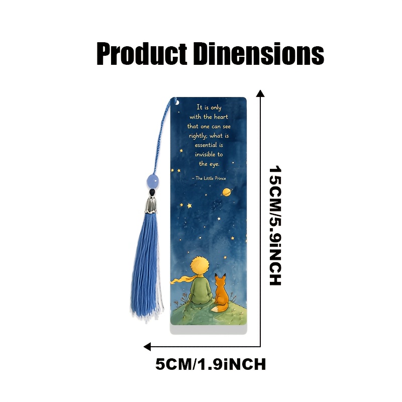 The Little Prince Bookmark With Tassel - 15cm Suitable For Books Page Marker, Watercolor Star & Iconic Quote Page Marker Gift For Book Lovers, Students, Teachers, For Library Reading