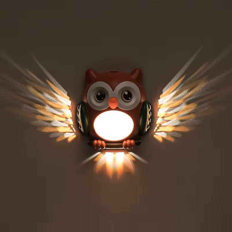 motion sensing light with led soothing blue glow cartoon wall mounted nursery decor usb rechargeable battery powered lamp for kids bedroom nursery room lighting owl lamp christmas gifts Product details 1