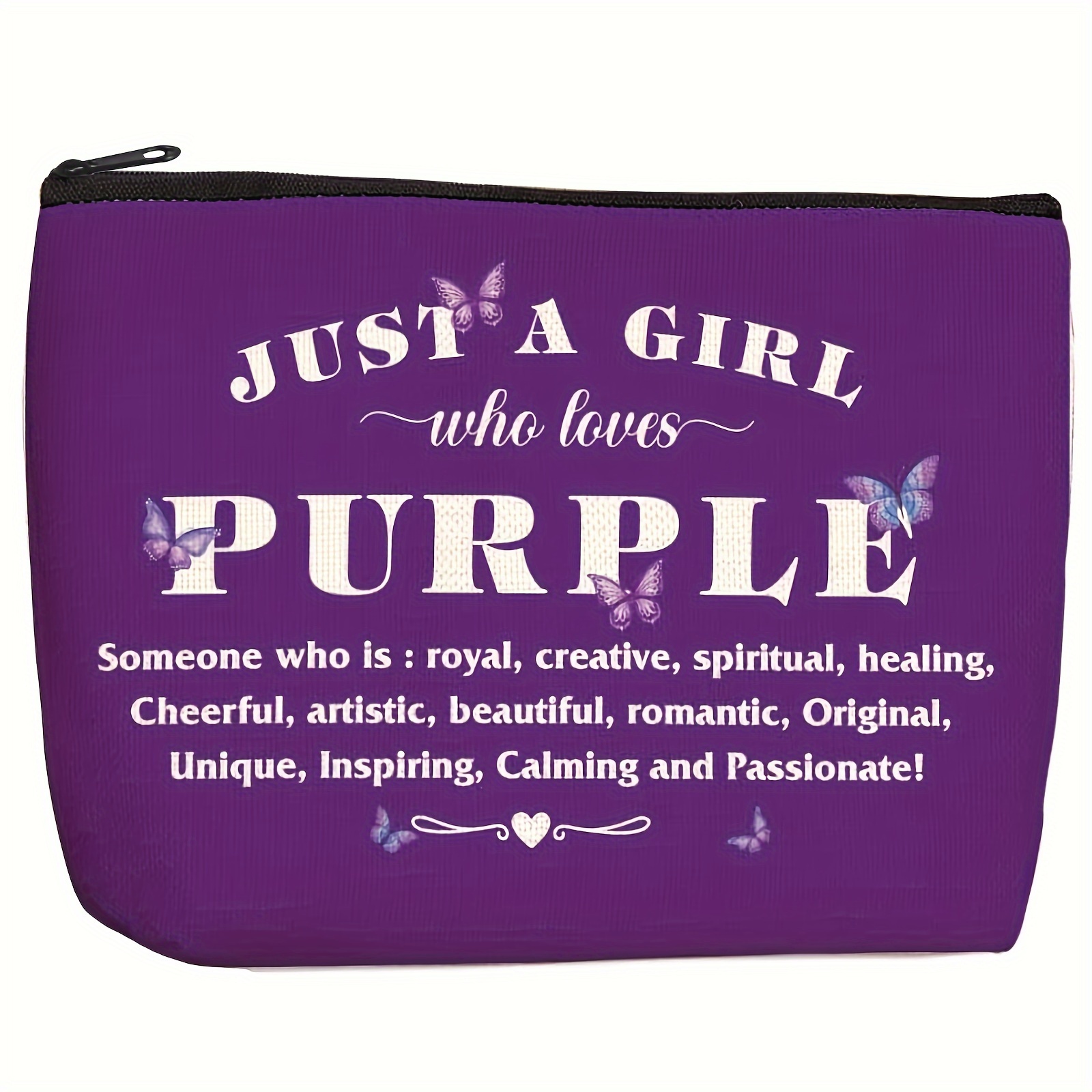 

Purple Inspiration: A Gift For Who Loves Purple - Butterfly Printed Makeup Bag - Perfect For Travel Or Everyday Use - No Formaldehyde