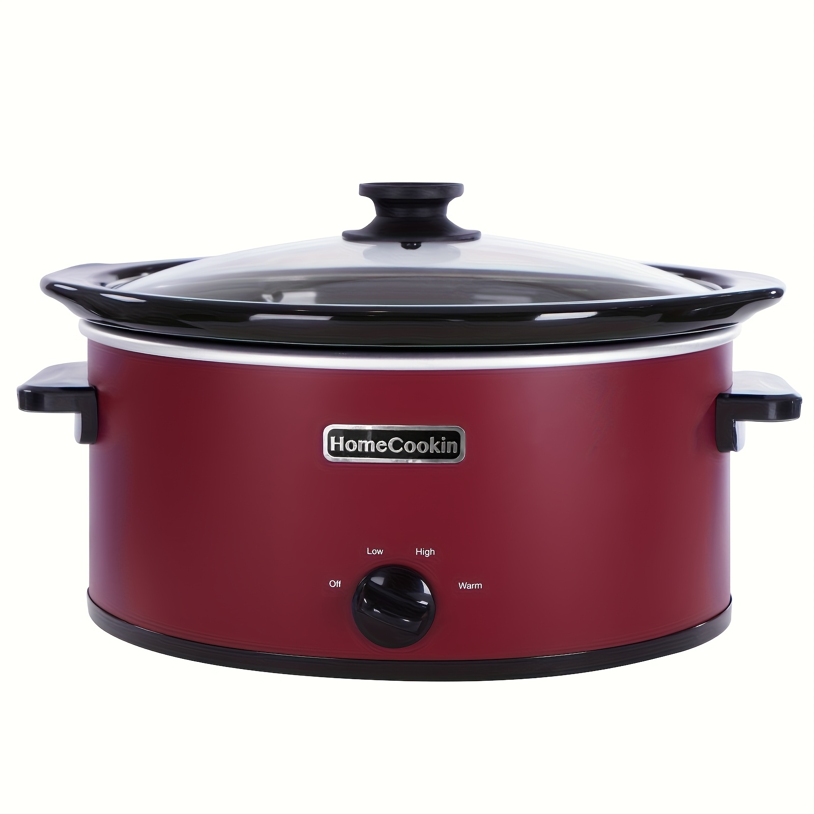 TEMU 7.5 Quart Red Large Oval Manual Slow Cooker With 3 Cooking Settings, , Slow/high, Dishwasher Safe Slow Cooker Pot For Family Holiday Meal