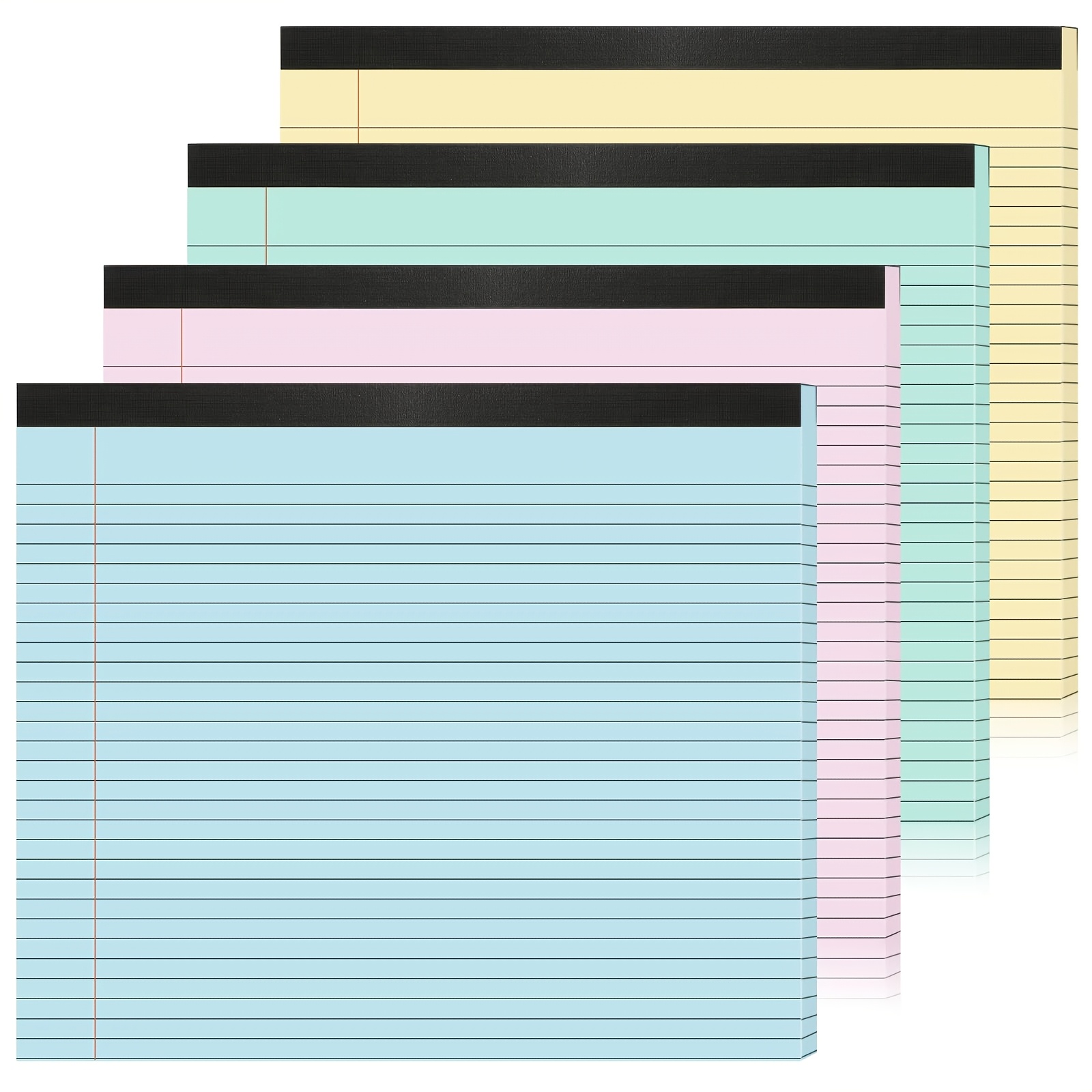 

4 Pack Pastel-colored Landscape Legal Pads, 40 Sheets , 80 Gsm College Ruled Lined Notepads, Oblong Shape, Horizontal Pads For School, Office, Business