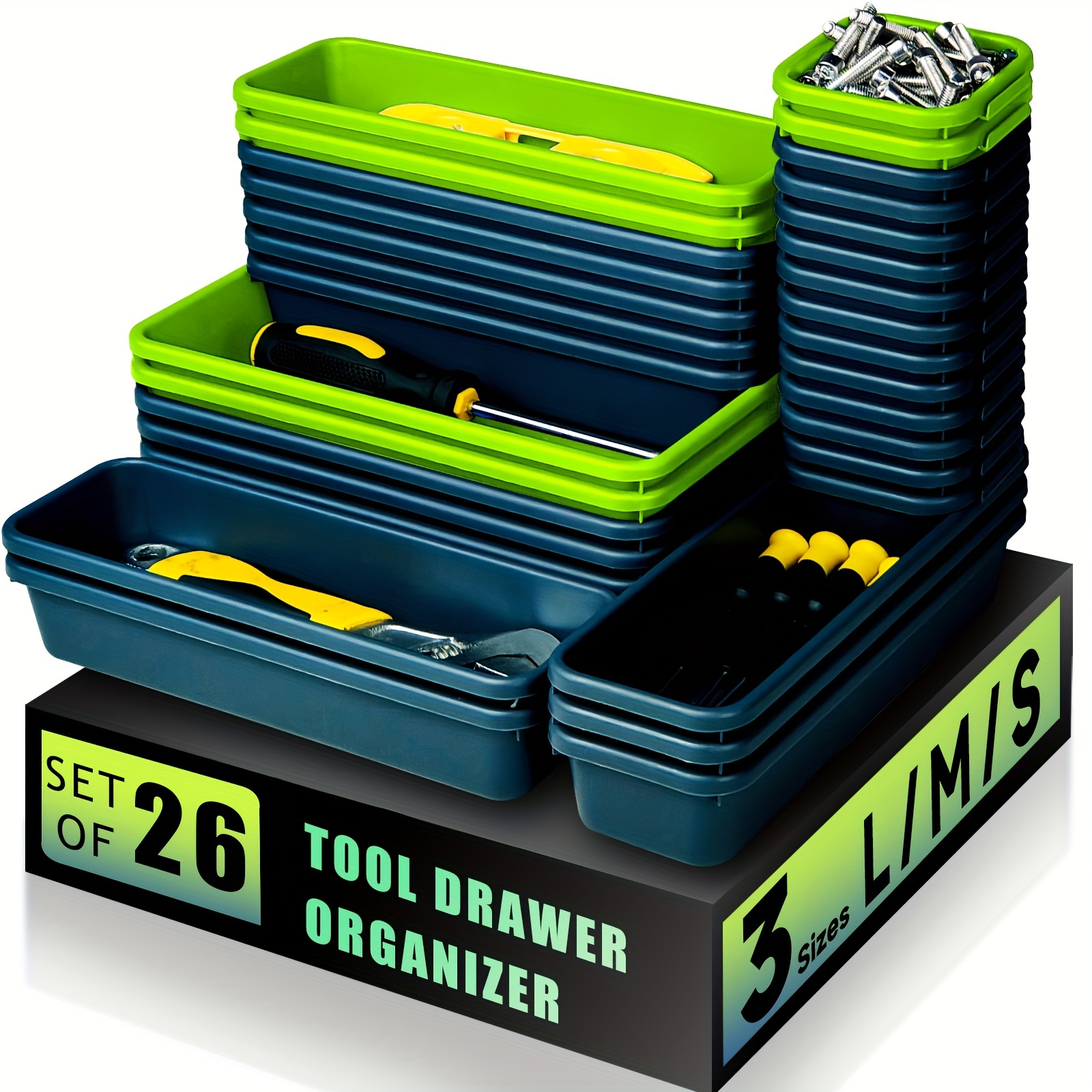 1 Set 26pcs Tool Box Organizer Tool Drawer Organizer Tray Divider