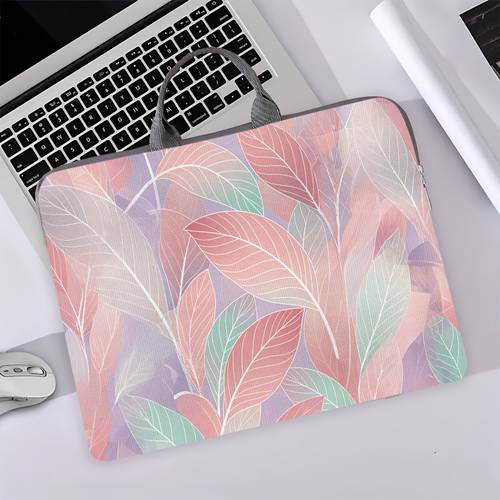 1pc 2d flat gradient leaves texture style cute printed notebook computer bag protective briefcase laptop tablet christmas and halloween holiday and birthday gifts 2d flat