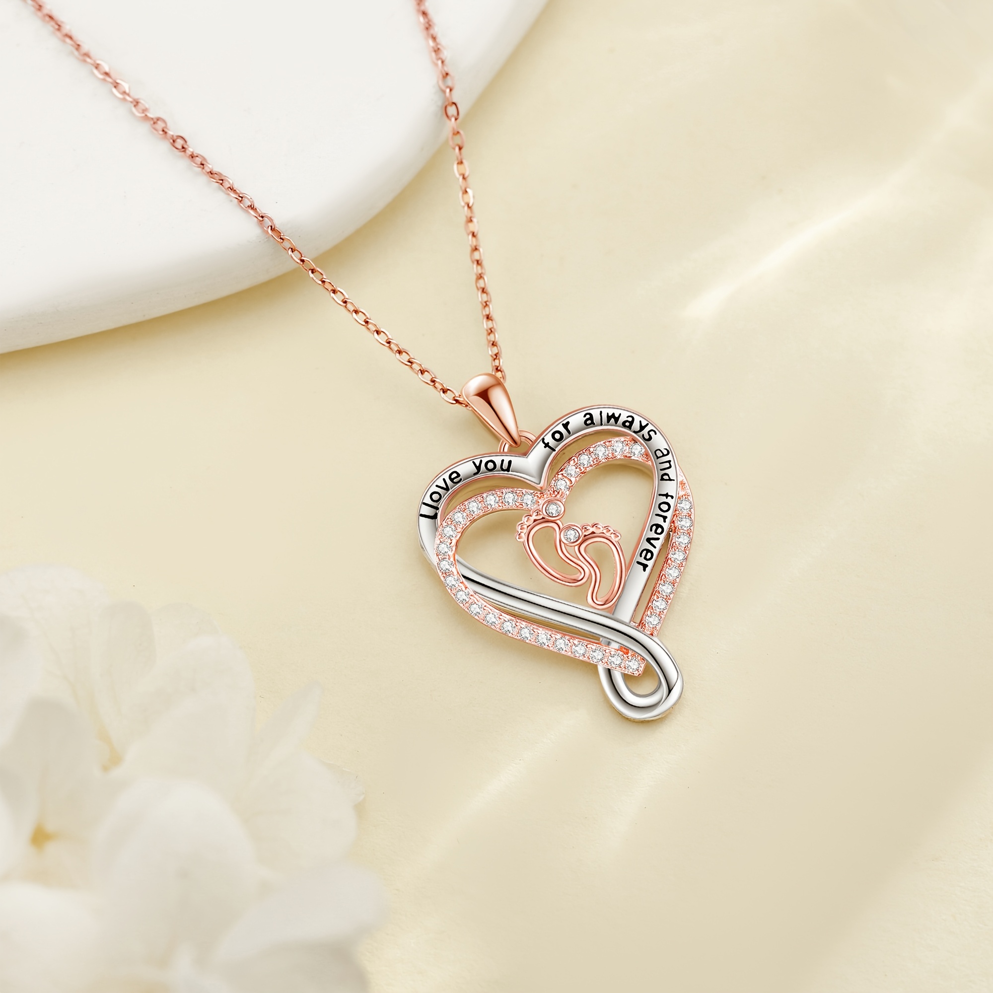 S925 Sterling Silver Footprint Necklace — Gift for Expecting Mothers