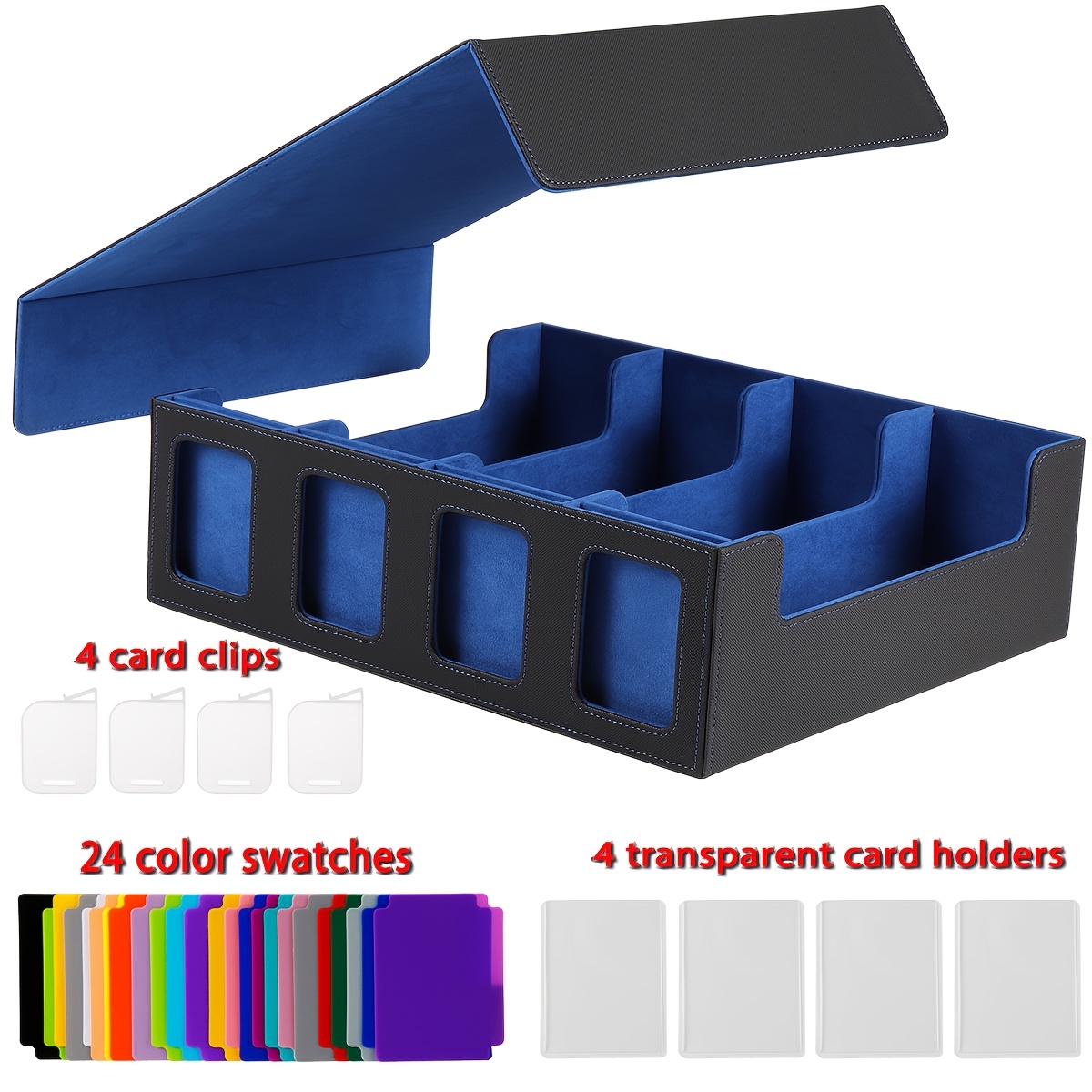 TEMU Boîte à cartes grande de 13,77 pouces, équipée de 24 cartes de couleur, 4 pochettes pour cartes et 4 compartiments. plusieurs compartiments