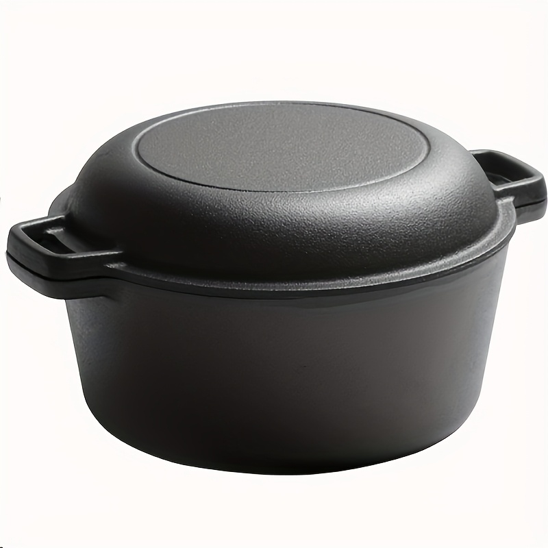 TEMU Pre- Cast Iron Pot Dutch Oven With Lid - , Rectangular Shape, Ideal For Baking Bread And Cooking, Versatile For All Heat Sources, Bread Making,