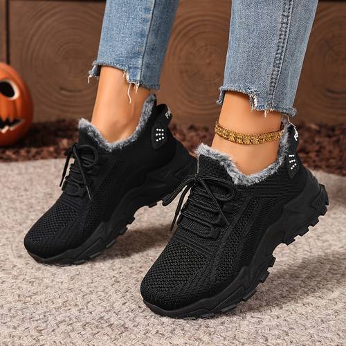 womens winter warm slip resistant plush lining sneakers running boots slip on low top shoes with cushioned pvc sole for travel casual red grey beige hand washable fabric upper fits