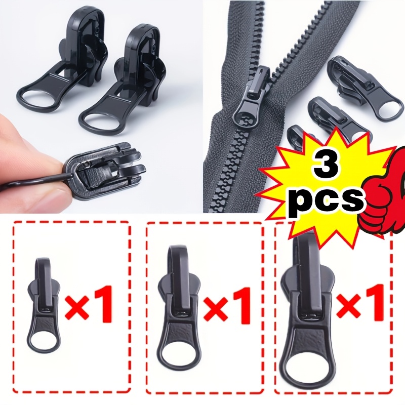 3/6pcs Black Double-sided Zipper Heads, Double-sided Sliders For Jackets And Down Jackets, Sizes 3#, 5#, 8#