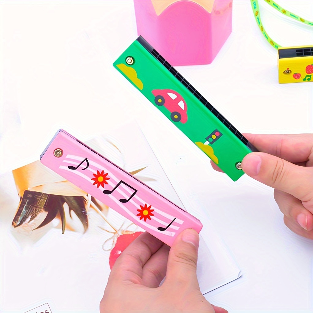 12 Styles Kids Harmonica - Lightweight Cartoon Design with Double Row of 16 Holes, Vibrant Colors & Playful Animal/Object Illustrations, Includes Case - Musical Instrument Toy for Youngsters & Adult Beginners, Christmas Halloween Gifts, Beginner Musical Instrument, Cartoon Style, Durable Construction, Beginner Musicians, Best for Christmas