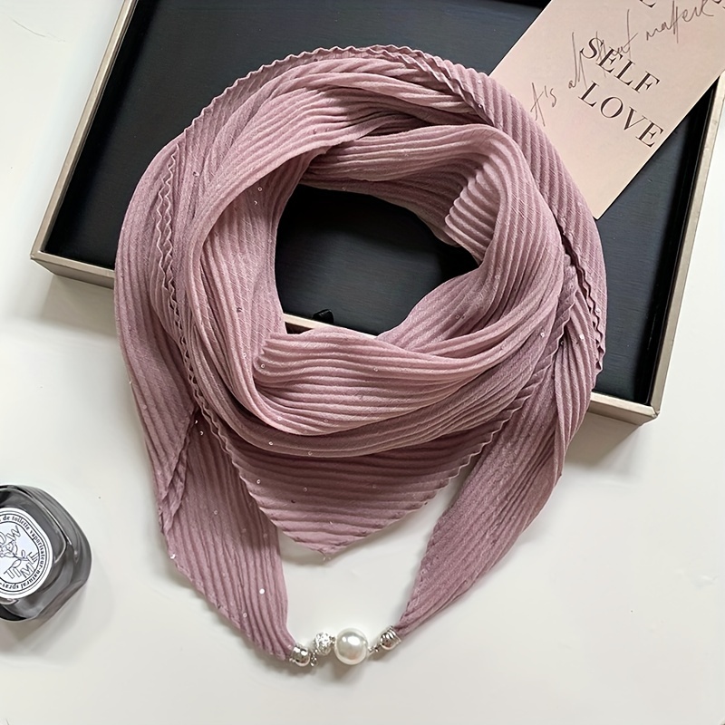 1pc Women's Spring And Autumn New Solid Scarf Wrinkle-resistant Golden-dotted Versatile Neck Warmer Scarf