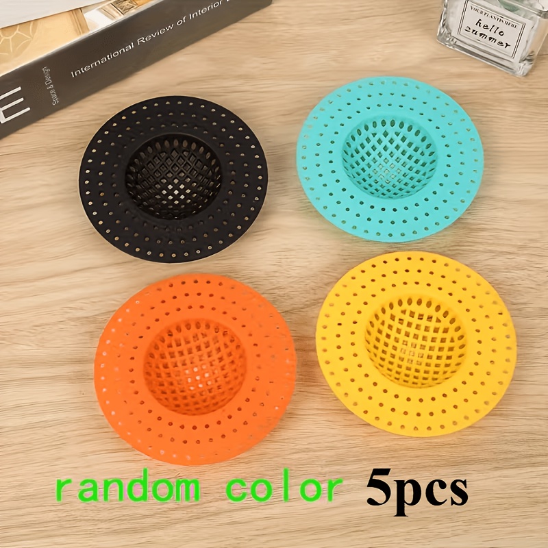 Image of 5/6pcs Random Color Sink Drain Filter Set - Clog-proof, Insect Mesh For Kitchen/bathroom, Easy To Clean And Durable