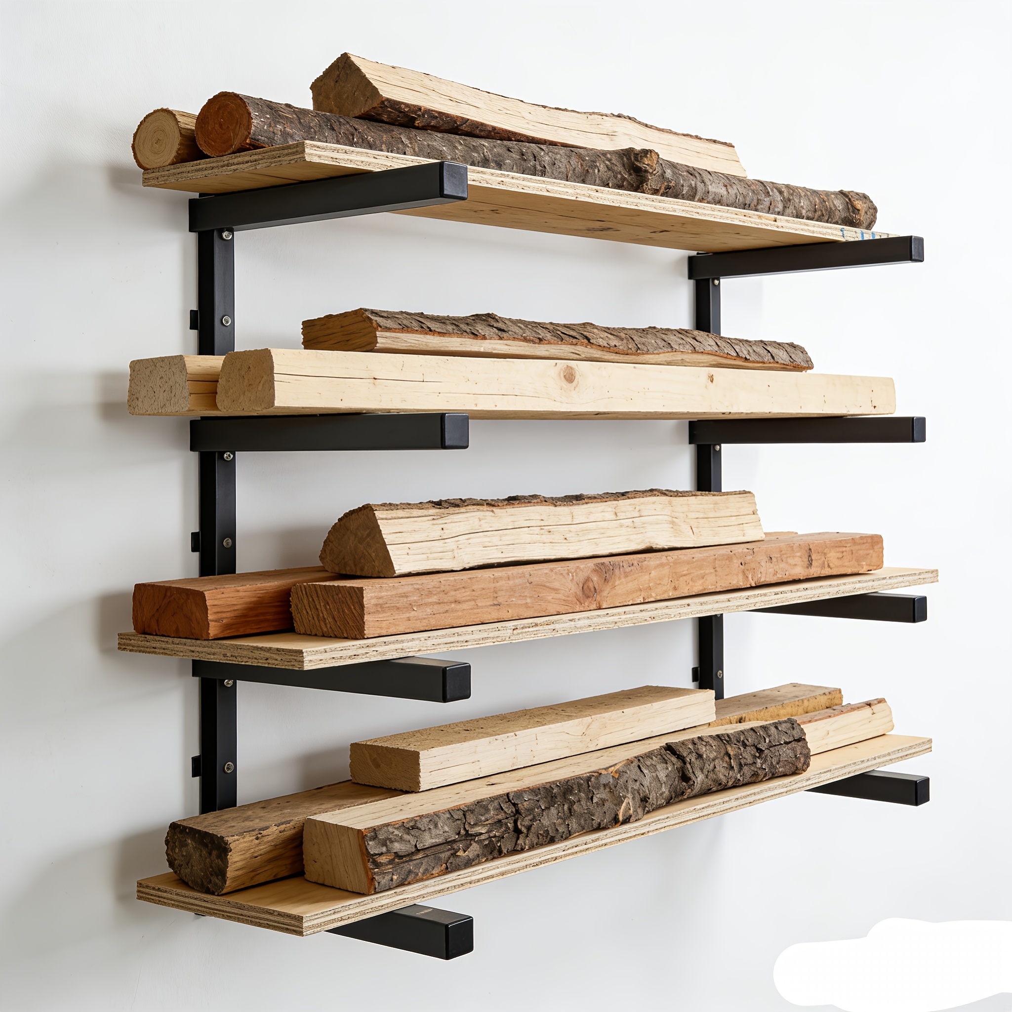 TEMU Lumber Storage Rack Wall Mount, Heavy Duty Metal Wood Organizer With , Indoor And Outdoor Use - Black, Storage Racks