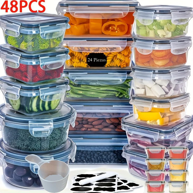 12 24 48Pcs Food Storage Containers Set Kitchen Organizers