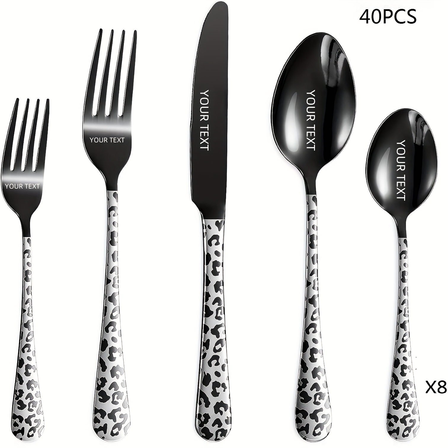 personalized   print tableware set stainless steel  n fork knife   polished durable ideal for home kitchen holiday dining stylish cutlery durable utensils   Product details 0