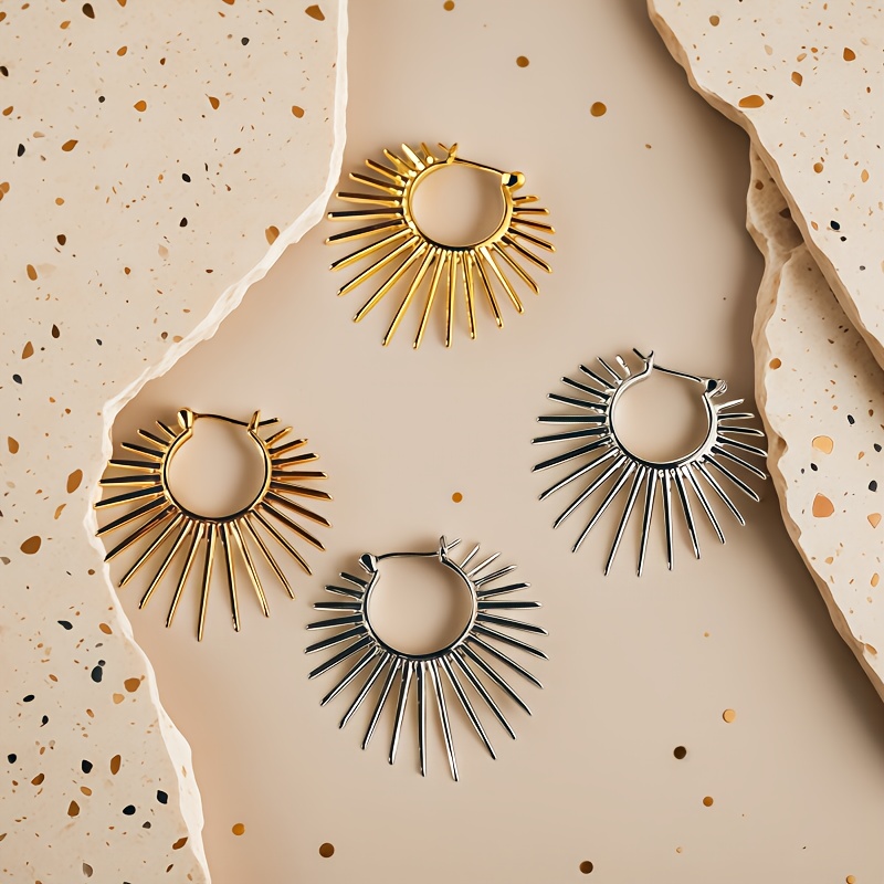 2pcs Hypoallergenic Golden Sunflower Earrings for Women