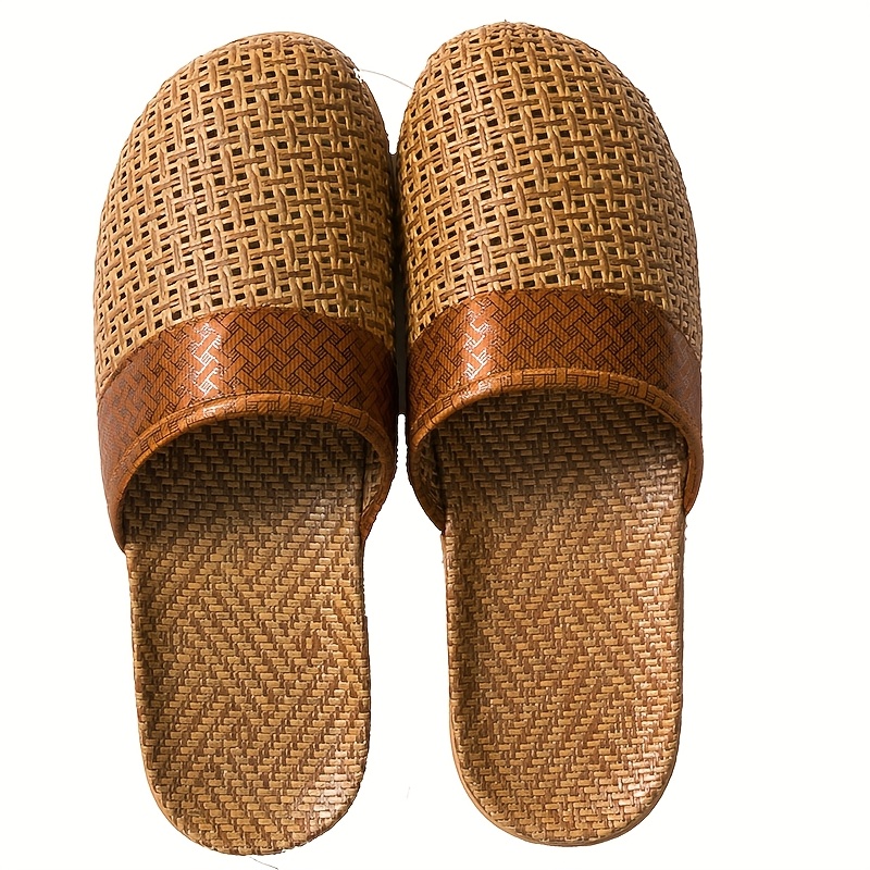 Image of 1pair/set Summer Indoor Floor Slippers Unisex Couple Style Cool Indoor Slides Lightweight Floor Shoes Suitable For Home, Hotel, And Travel, Women Shoes