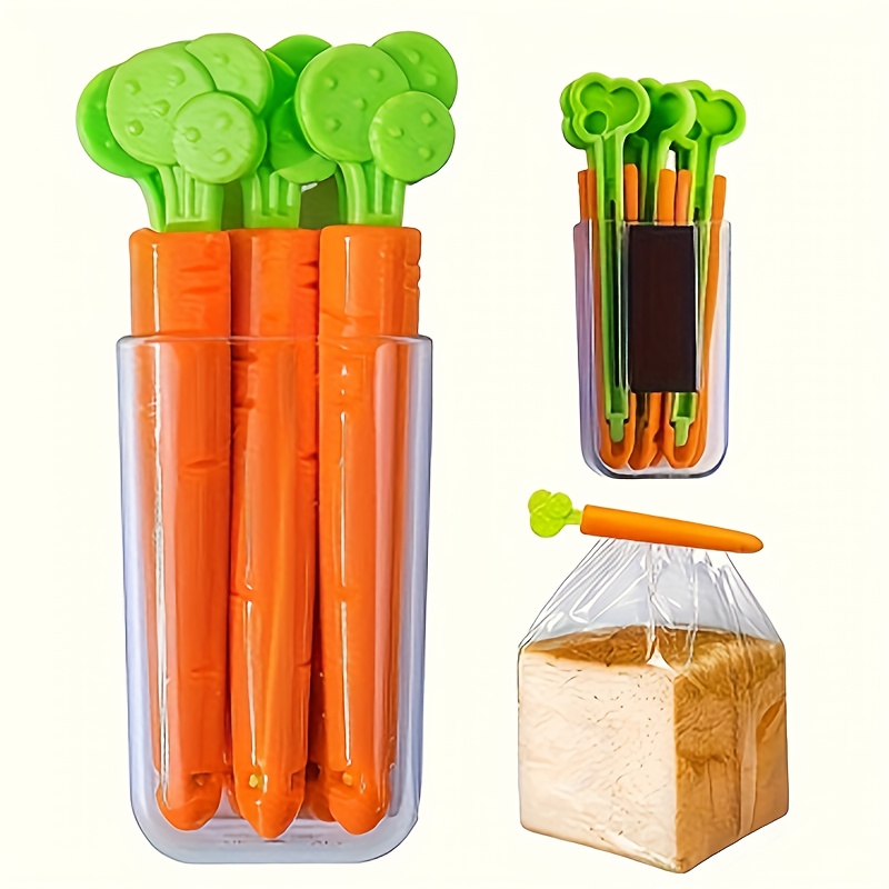 5 pack carrot shaped magnetic bag clips reusable plastic sealers for food storage   design kitchen organizers for snack bags non food contact safe details 0