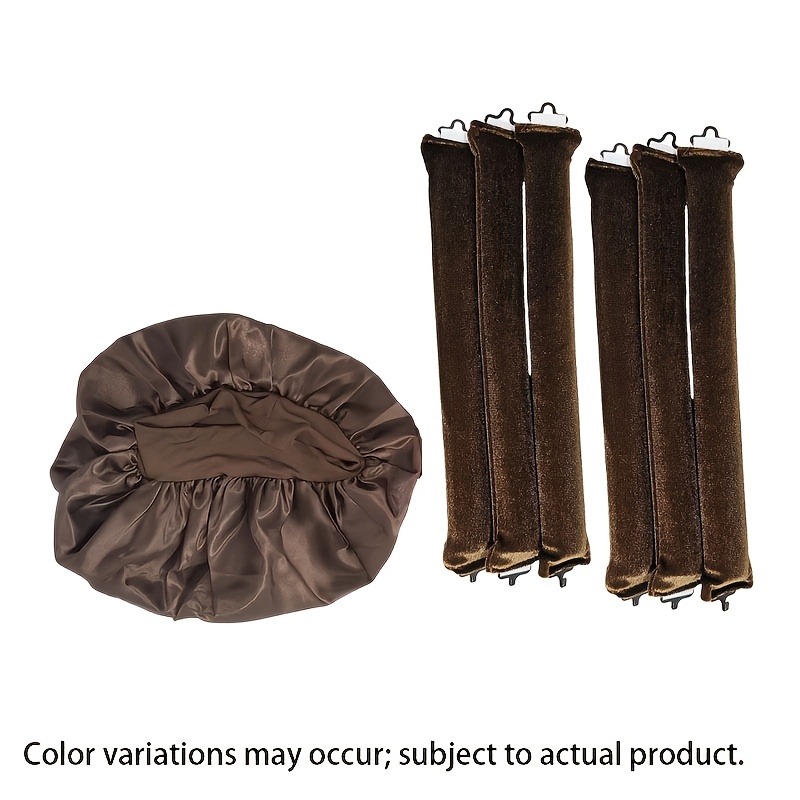 TEMU 7pcs (6pcs Hair Rollers And 1pc Sleep ) Extra-large Soft Foam Curling Rods For Heatless Waves, Overnight Styling Rollers, Comes With A Sleep .