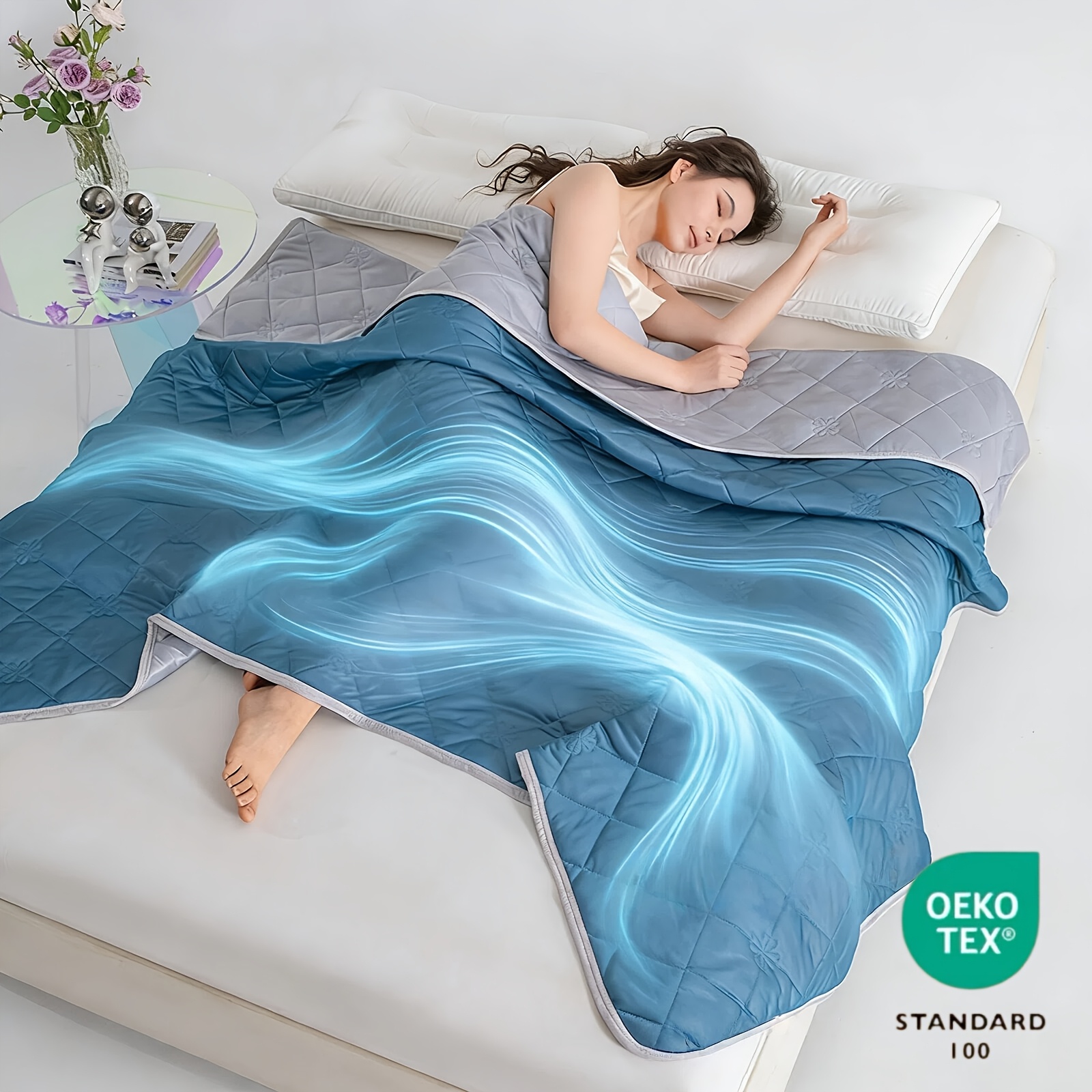 TEMU ROSEKIND Couverture Rafraîchissante | Couette Ultra Rafraîchissante pour Personnes Chaleuses | - | Couverture Légère, Couette et Respirante,