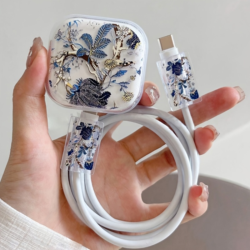 TEMU Juego de protección para cable de de iPhone 17, compatible con de 40W, enrollacables, fijador de cable, cable de antibroturas, protector de