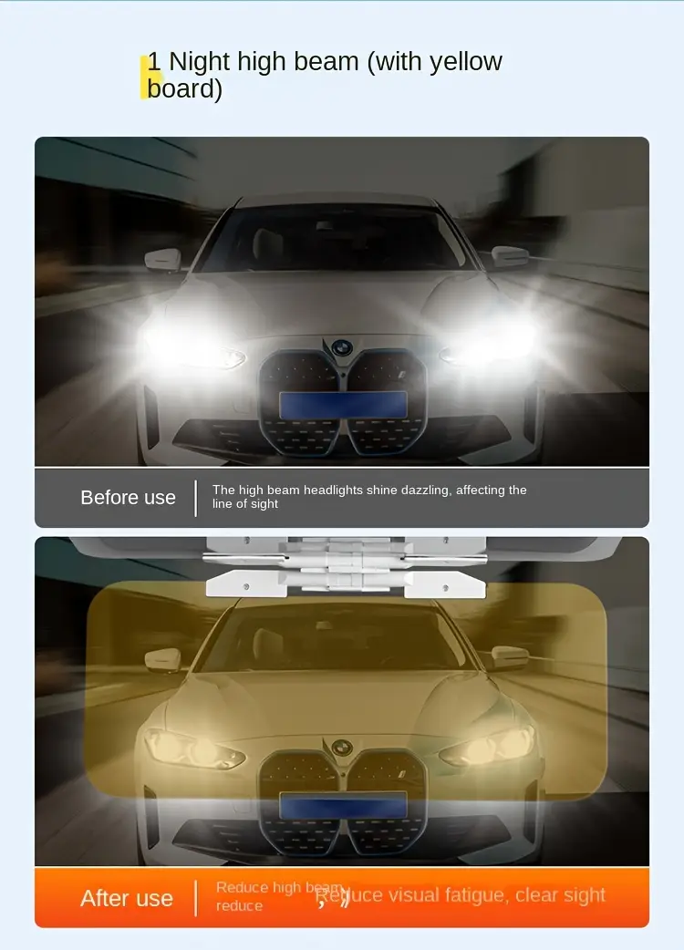hd sun visor: anti glare car sunshade day night driving pu details 3