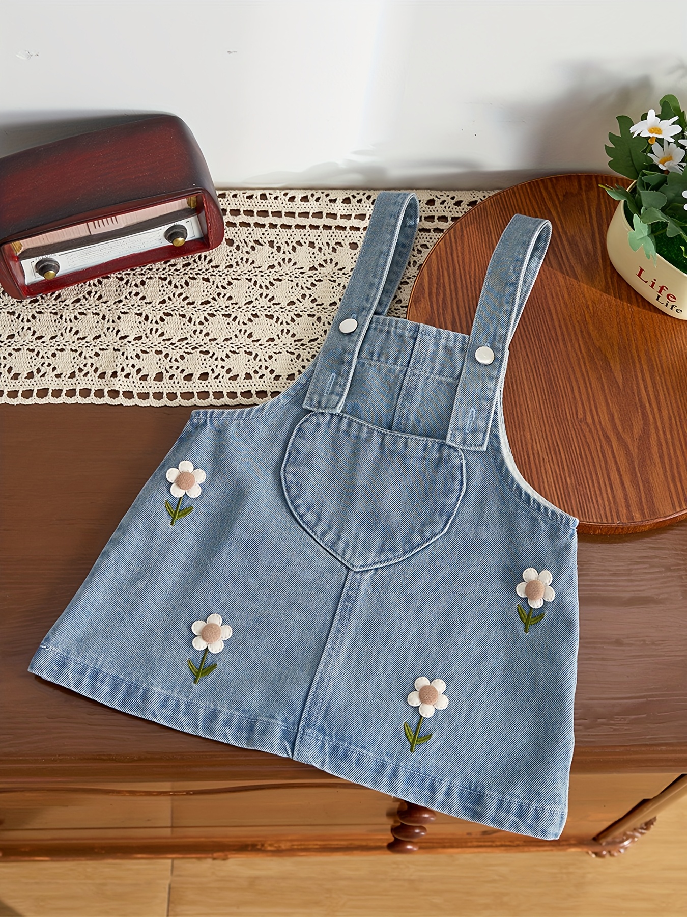 sachin and babi light blue dress Our Kawaii Women's Casual Strawberry Floral Embroidery Denim Overalls For  Summer is such a vibe main image 1