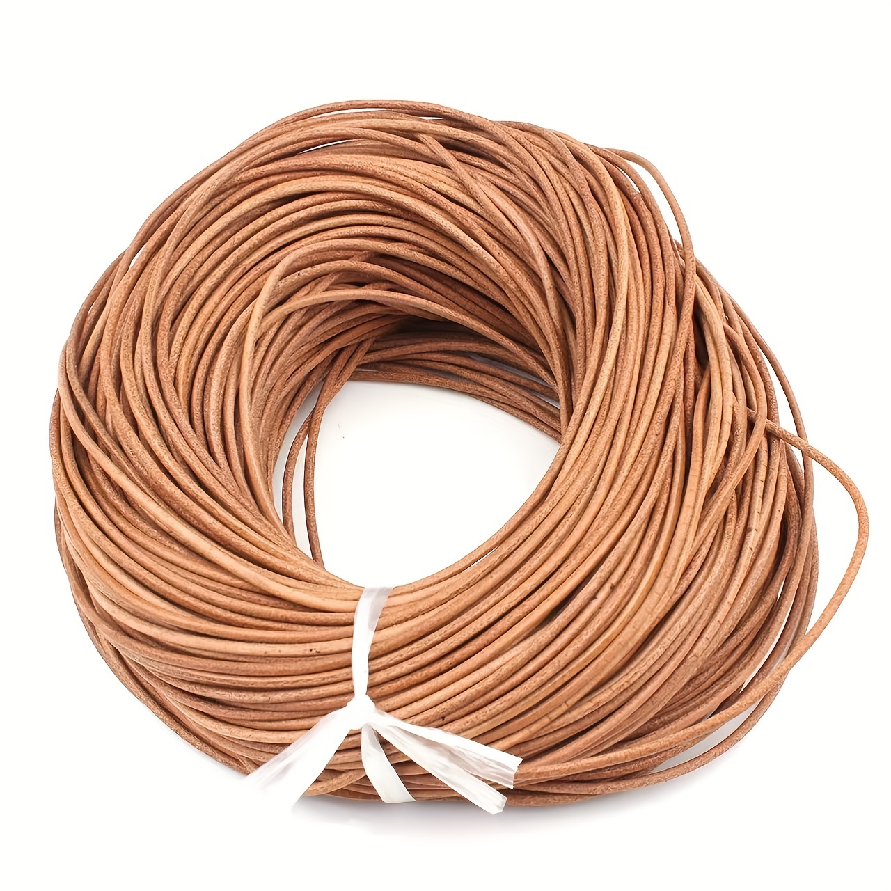 

5m/5.5yd Round Cowhide Leather Rope, 2mm , Natural Inelastic Cord For Jewelry Making, Woven Necklaces And Bracelets Crafting