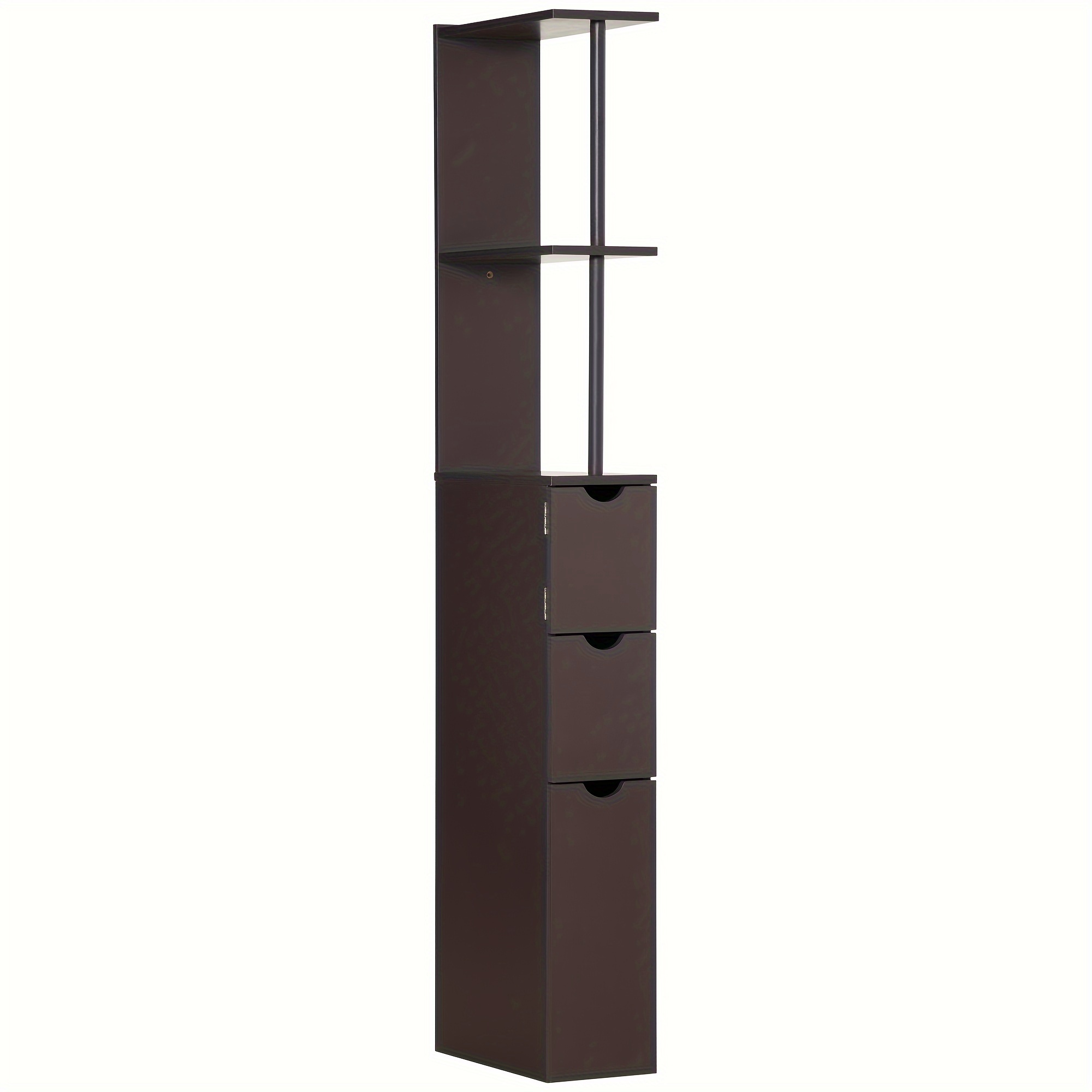 

Homcom 54" Tall Bathroom Storage Cabinet, Freestanding Linen Tower With 2-tier Shelf And Drawers, Narrow Side Floor Organizer, Brown