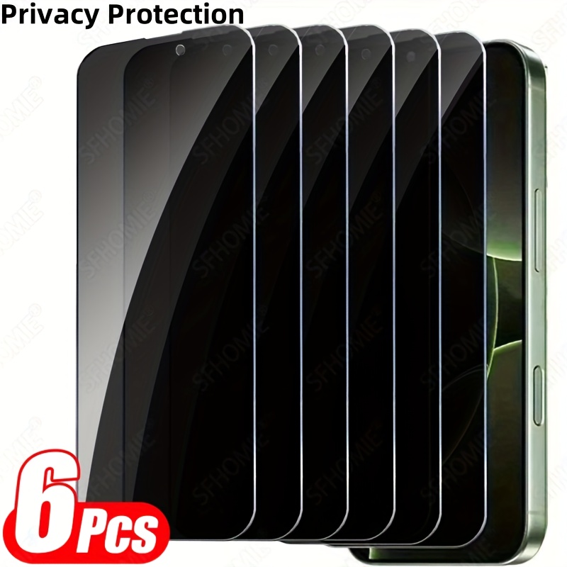 Image of 6pcs Full Cover Privacy Protection Screen Protector For Iphone 11 12 13 17 Pro Max Glass Privacy Protection Tempered Glass For Iphone 11 12 13 Plus 16e 17