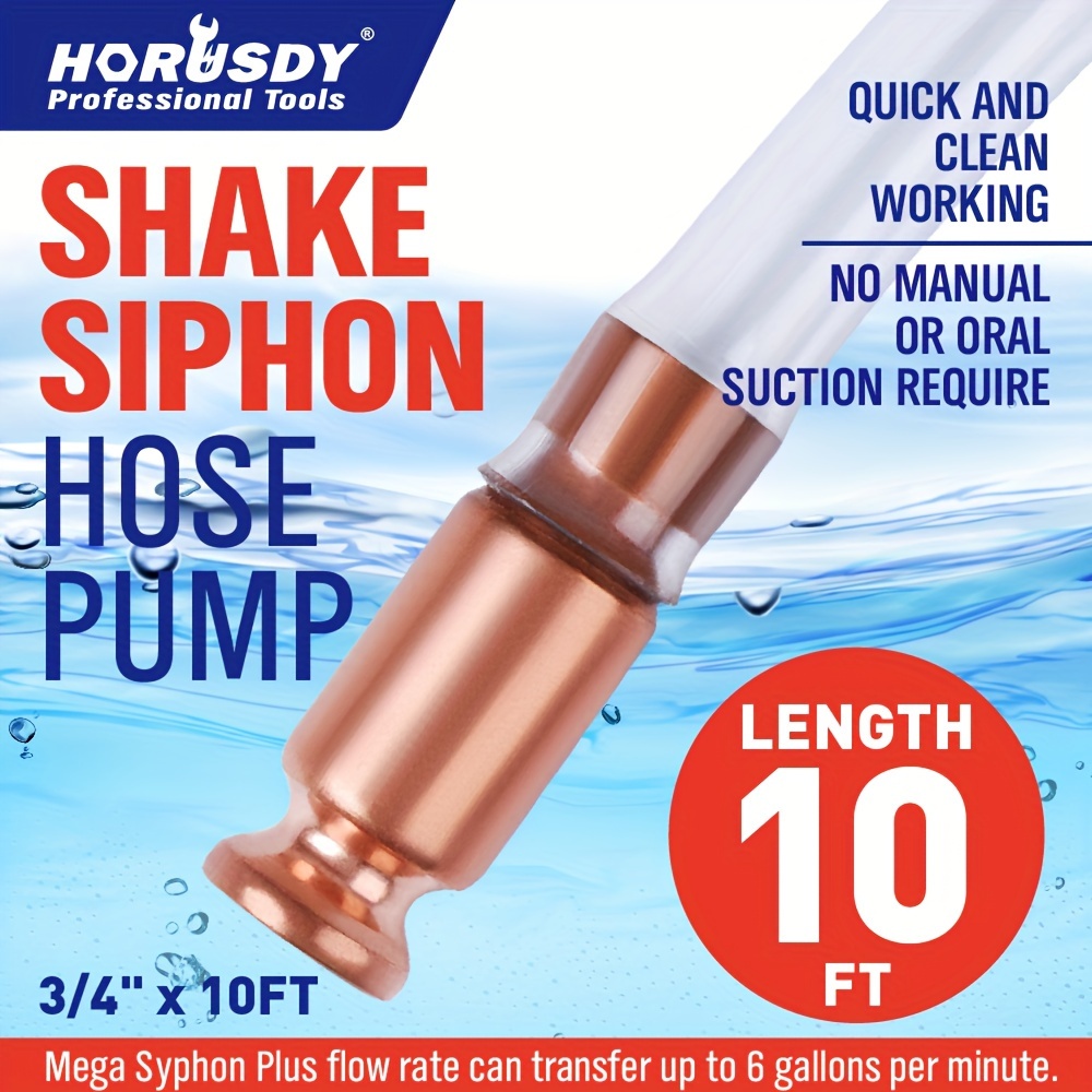 

Horusdy Diesel Mechanical Gas Siphon 10ft Siphon Pump Copper 3/4" Valve Grade Tubing Safe & Effortless Extraction