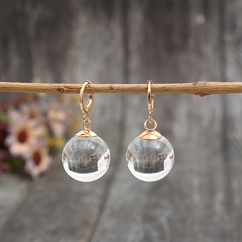 E-shop 1 Paar Vintage Bohemian Style Runde Transparente Harz Anhänger Ohrringe, Elegante Alltags Schmuckstücke für Frauen, Retro Ohrringe