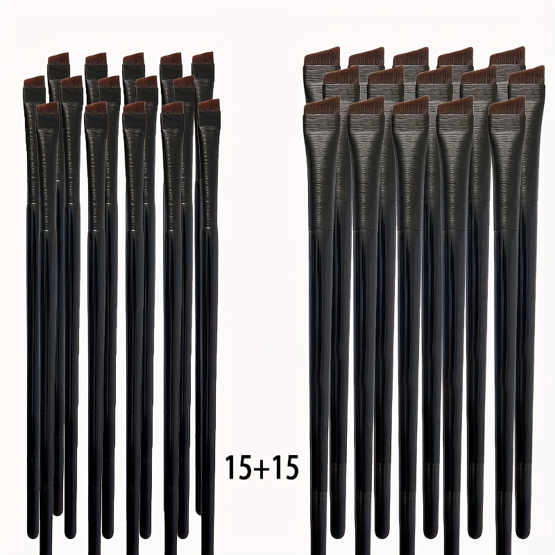TEMU Angled Eyebrow Brush Set: 2 Sizes, Super Fine & Firm Bristles, Oil-free, Nylon Bristles, Suitable For Types, Abs Plastic Handles